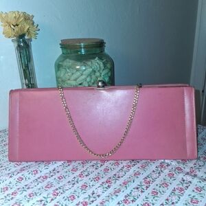 1950s Purse, Pink, Gold Chain.